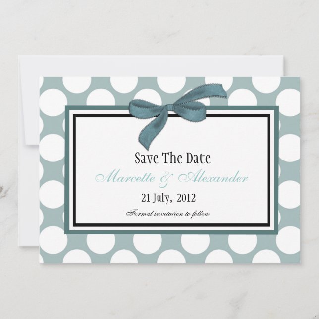 Blue Polka Dot Save the Date (Vorderseite)