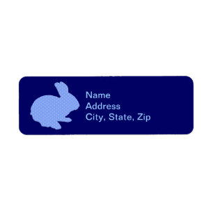 Blue Polka Dot Silhouette Bunny Étiquettes de adre