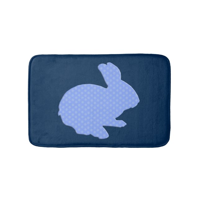 Blue Polka Dot Silhouette Bunny Rabbit Bath Mat Badematte (Vorderseite)