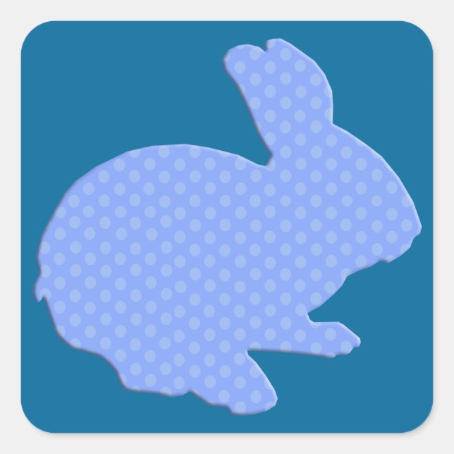 Blue Polka Dot Silhouette Ostersonnenklammer Quadratischer Aufkleber (Vorderseite)