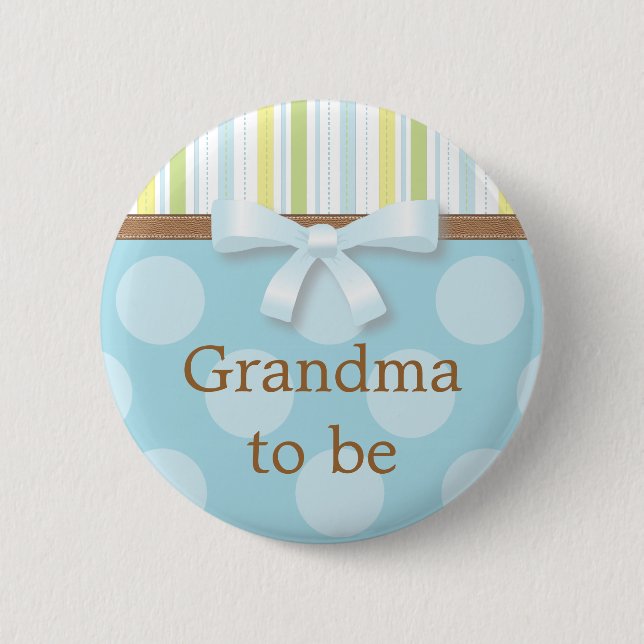Blue Polka Dot Streifen - "Oma to Be" Button (Vorderseite)