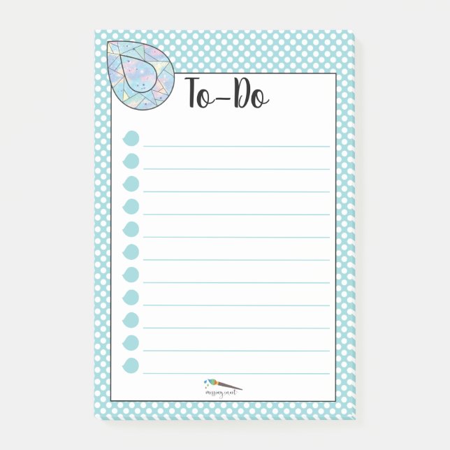 Blue Polka Dot Teardrop Diamond TO-DO Post-it Klebezettel (Vorderseite)