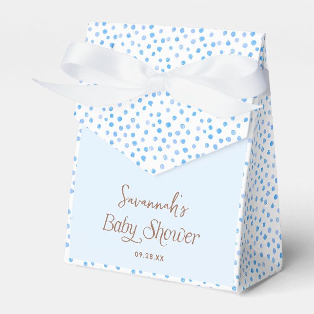 Blue Polka Dot Teddy Bear Baby Dusche Geschenkschachtel (Vorderseite)