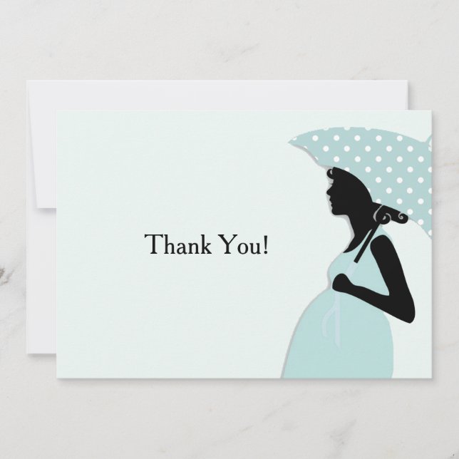 Blue Polka Dot Umbrella Vielen Dank, Notenecard Mitteilungskarte (Vorderseite)