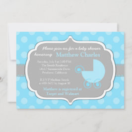 Blue Polka Dots Baby Babydusche Einladung