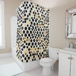 Blue Polka Dots: Gold und Smaragde Akzente Duschvorhang