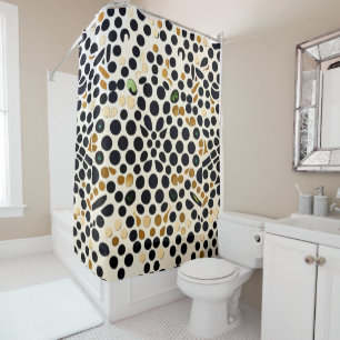 Blue Polka Dots: Gold und Smaragde Akzente Duschvorhang