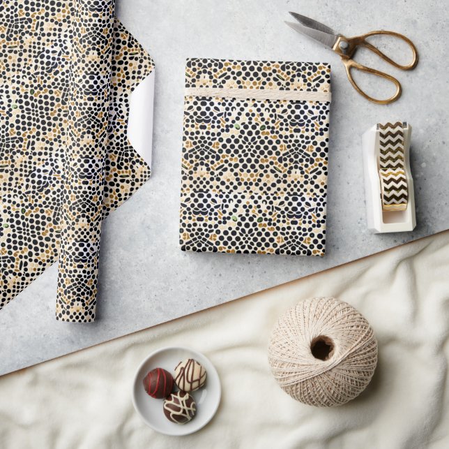 Blue Polka Dots: Gold und Smaragde Akzente Geschenkpapier (Kunsthandwerk)