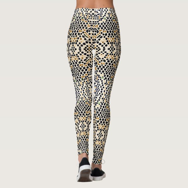 Blue Polka Dots: Gold und Smaragde Akzente Leggings (Rückseite)