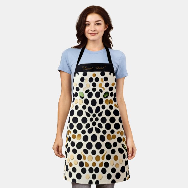 Blue Polka Dots: Gold und Smaragde Akzente Schürze (Getragen)