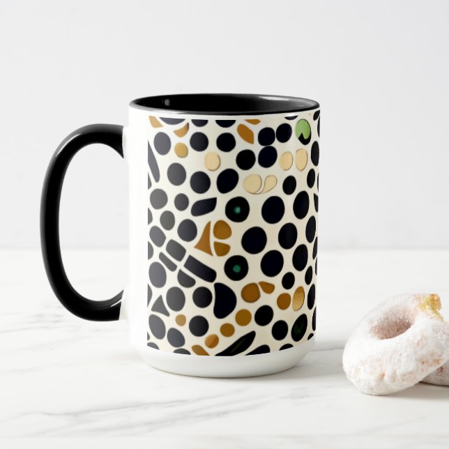Blue Polka Dots: Gold und Smaragde Akzente Tasse (Mit Donut)