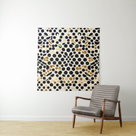 Blue Polka Dots: Gold und Smaragde Akzente Wandteppich