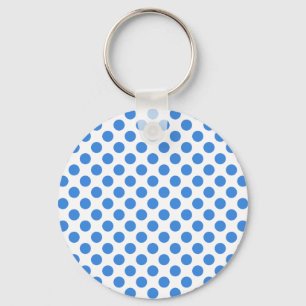 Blue Polka Dots mit anpassbarem Hintergrund Schlüsselanhänger