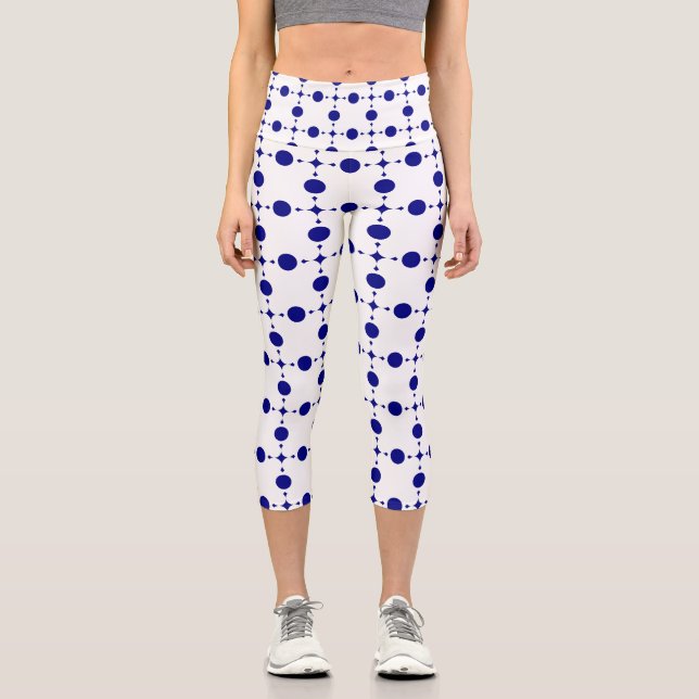 Blue Polka Dots, Polka Dot Pattern, Dots Capri Leggings (Vorderseite)