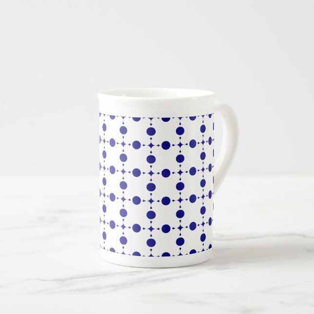 Blue Polka Dots, Polka Dot Pattern, Dots Prozellantasse (Vorderseite Rechts)