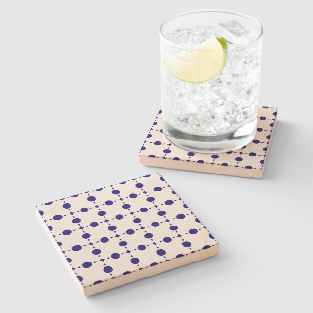 Blue Polka Dots, Polka Dot Pattern, Dots Steinuntersetzer (Seitenansicht)