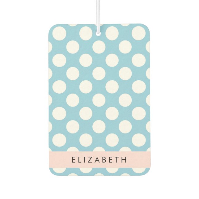 Blue Polka Dots, Polka Dot Pattern, Ihr Name Autolufterfrischer (Vorderseite)