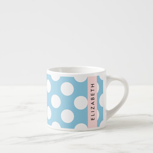 Blue Polka Dots, Polka Dot Pattern, Ihr Name Espressotasse (Rechts)