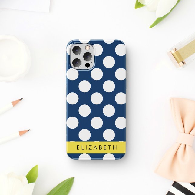 Blue Polka Dots, Polka Dot Pattern, Ihr Name iPhone 16 Hülle (Von Creator hochgeladen)