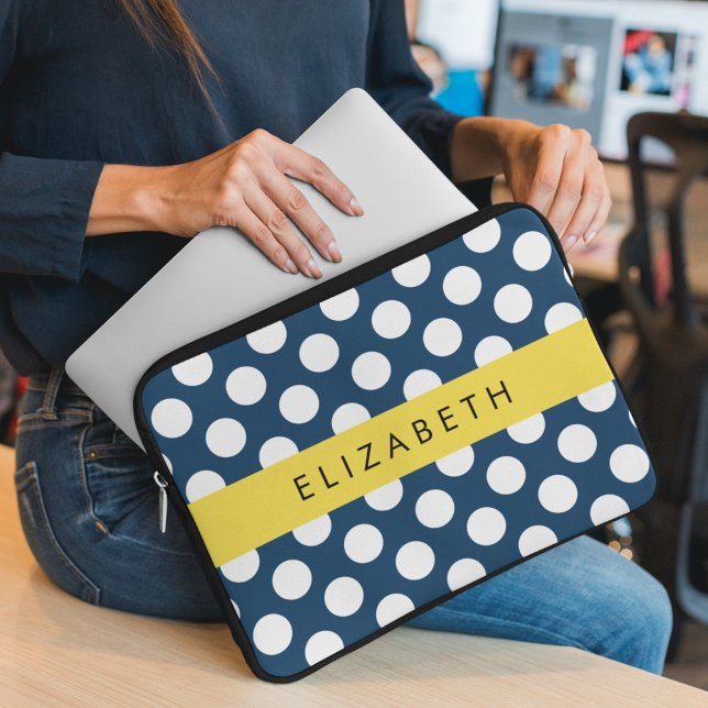 Blue Polka Dots, Polka Dot Pattern, Ihr Name Laptopschutzhülle (Von Creator hochgeladen)