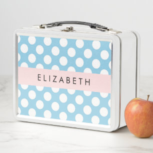 Blue Polka Dots, Polka Dot Pattern, Ihr Name Metall Brotdose