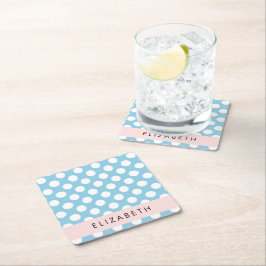 Blue Polka Dots, Polka Dot Pattern, Ihr Name Rechteckiger Pappuntersetzer