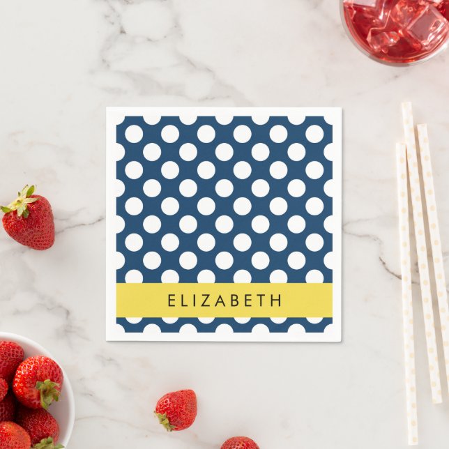 Blue Polka Dots, Polka Dot Pattern, Ihr Name Serviette (Beispiel)