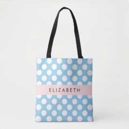 Blue Polka Dots, Polka Dot Pattern, Ihr Name Tasche