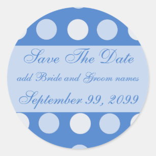 Blue Polka Dots Save the Date Erinnerungen Runder Aufkleber