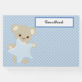 BLUE POLKA DOTS & TAN TEDDY BEAR MIT BLAUE STAR GÄSTEBUCH