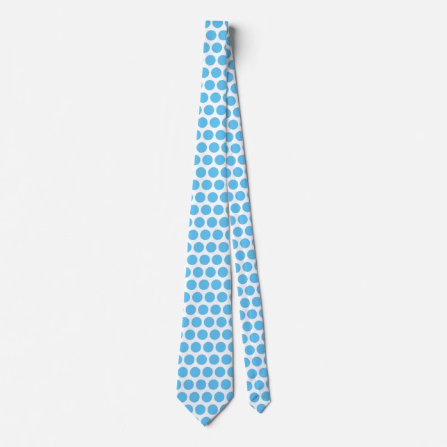 Blue Polka Dots White Gift Gefallen Elegante Klass Krawatte (Vorderseite)