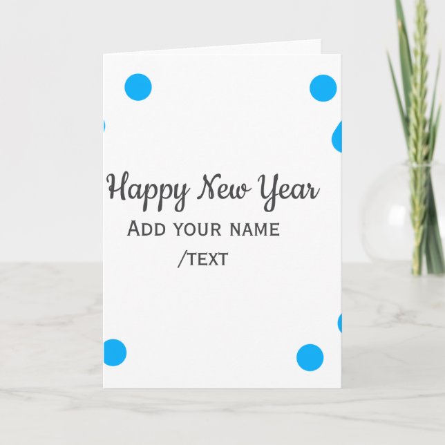Blue polkadots happy new year add name messasimple karte (Vorderseite)