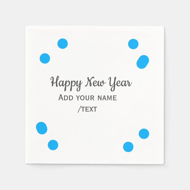 Blue polkadots happy new year add name messasimple serviette (Vorderseite)