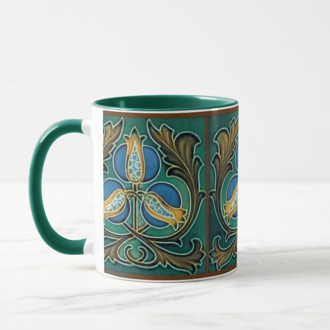 Blue Pomegranates Imitats Majolica Vintage Kunst T Tasse (Links)