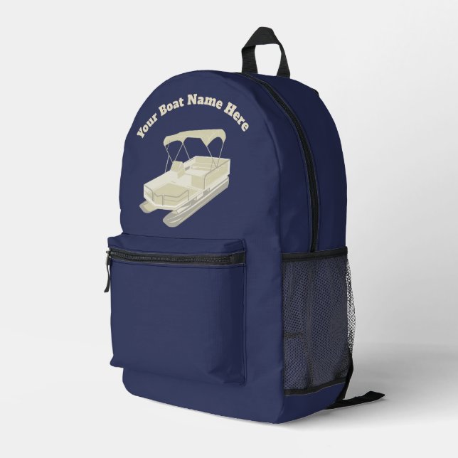 Blue Pontoon Boot mit Namen Bedruckter Rucksack (Rückseitige Ecke Rechts)