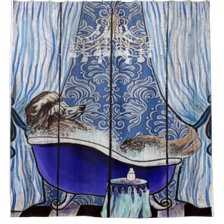 Blue Poodle Art Lover Geschenk - Niedlich, lustig Duschvorhang