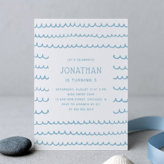 Blue Pool & Beach Party | Nautischer Kindergeburts Einladung