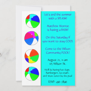 Blue Pool Party Einladung