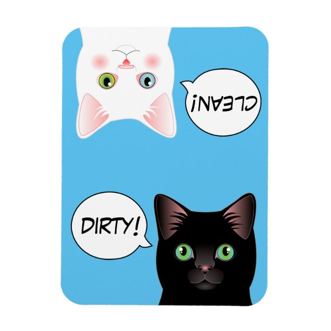 Blue Pop Art Cat Dirty Clean Geschirrspülmaschine  Magnet (Vertikal)