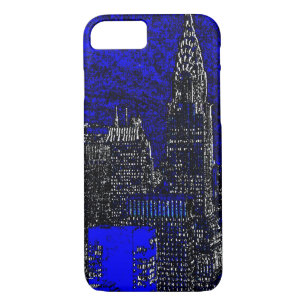 Blue Pop Art New York City iPhone 7 Fall Case-Mate iPhone Hülle