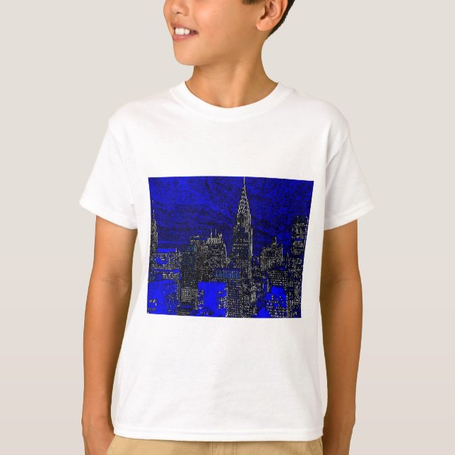 Blue Pop Art New York City T-Shirt (Vorderseite)
