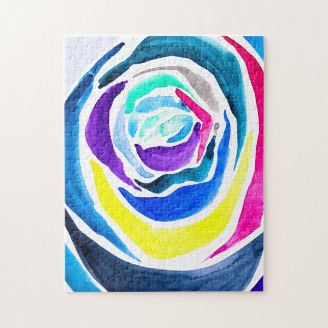 Blue Pop Art Rose Aquarell (Vertikal)
