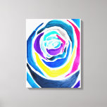 Blue Pop Art Rose Aquarell Leinwanddruck<br><div class="desc">Pop-Kunst aus original Aquarellmalerei einer blauen abstrakten Rose mit bunten Karikaturenfarben. Heller Pop Art.</div>