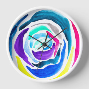 Blue Pop Art Rose Aquarell Uhr