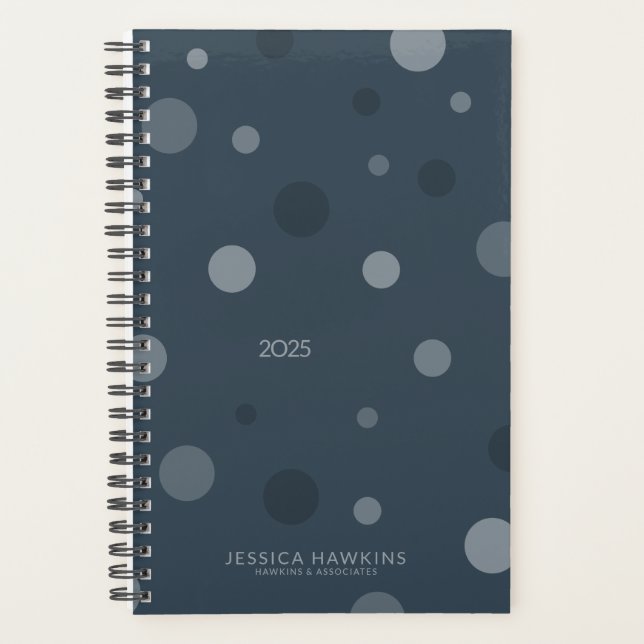 Blue Pop Dots Year Wöchentlich Planer (Vorderseite)