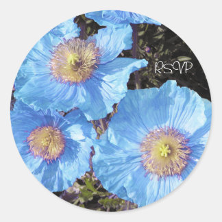 Blue Poppies Hochzeiten Umschlag Aufkleber