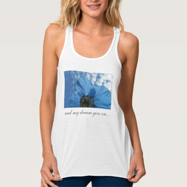 BLUE POPPY Blume Dream beliebigen Text Tank Top (Vorderseite)