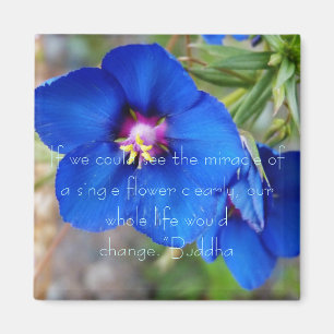 Blue Poppy Blume mit inspirierend Zitat aus Buddha Magnet