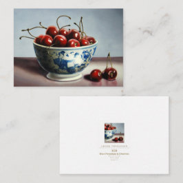 Blue Porcelain & Cherries Mitteilungskarte