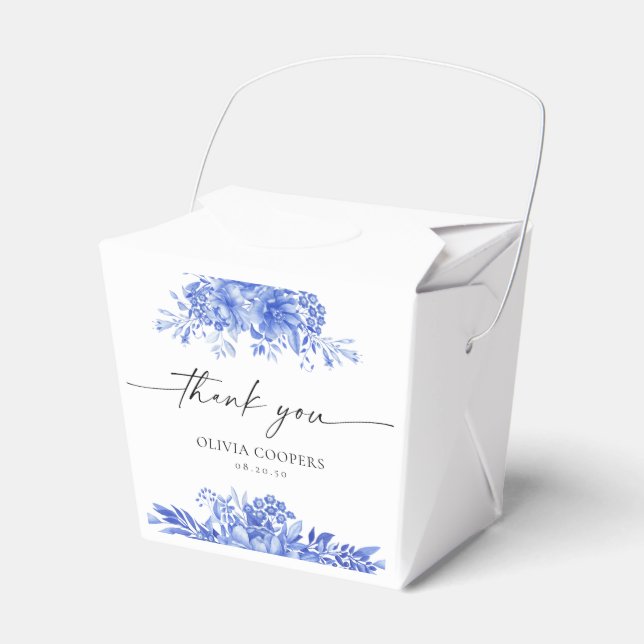 Blue Porcelain Floral Baby Showbox Geschenkschachtel (Vorderseite)